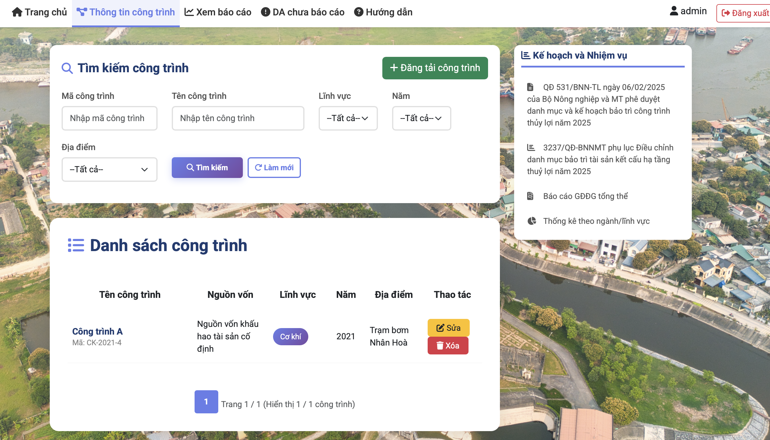 Giao diện tổng quan sau khi đăng nhập