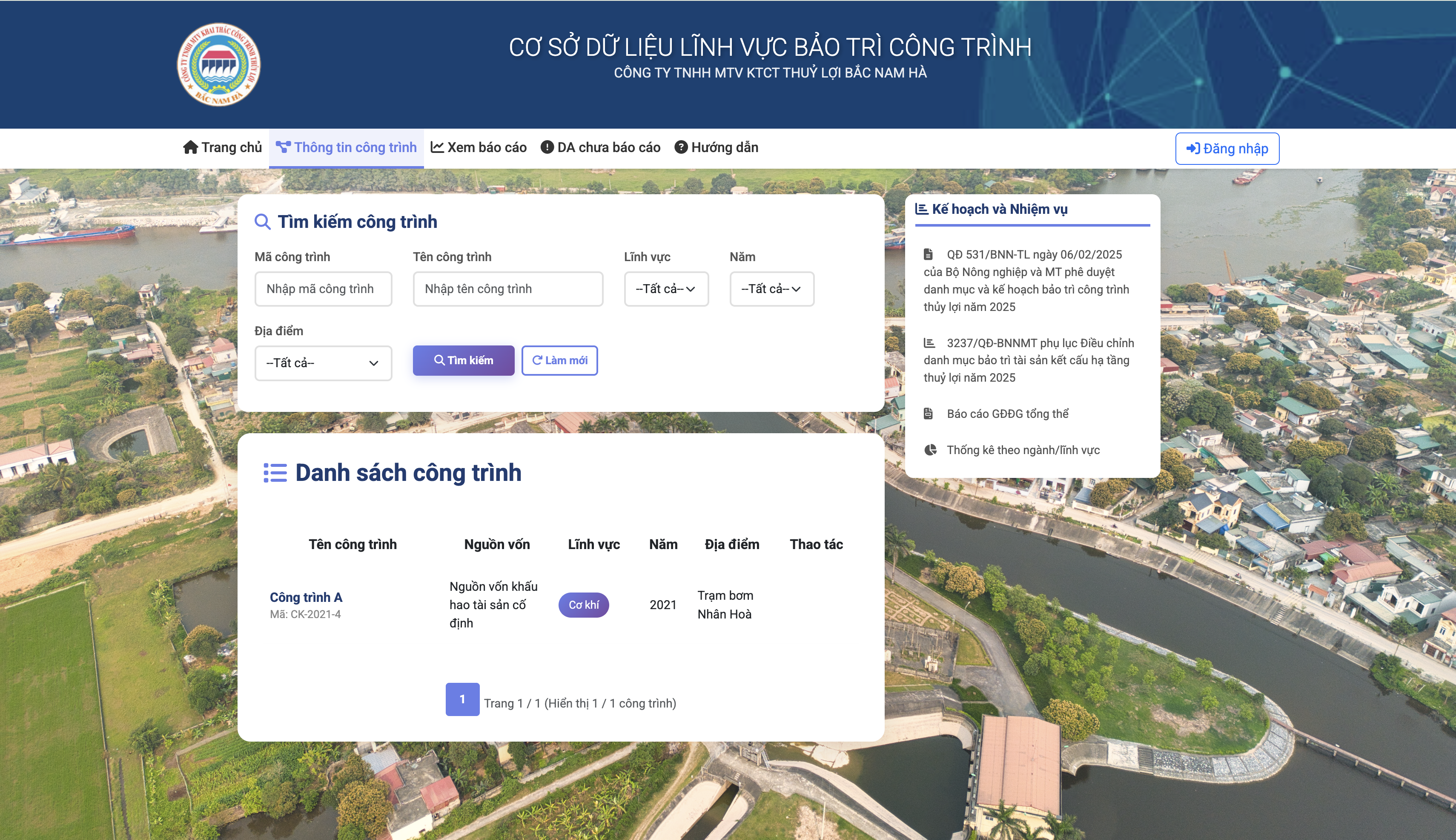 Giao diện tổng quan hệ thống